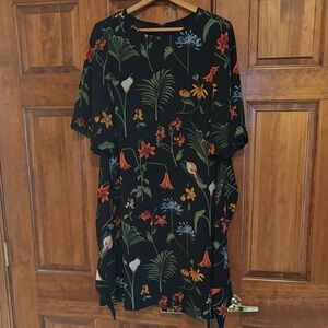 Ann Taylor Black Floral Midi Dress